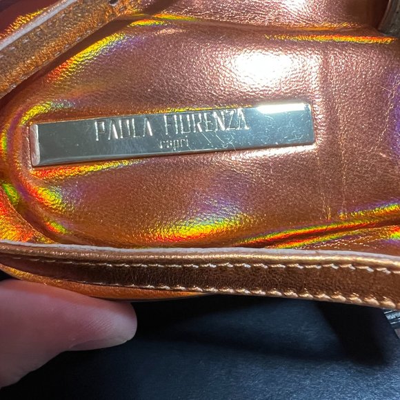 NWOT IN BOX PAOLA FIORENZA GLAMOROUS PARROT RHINESTONE SANDALS SIZE 41 ORANGE - Picture 4 of 4